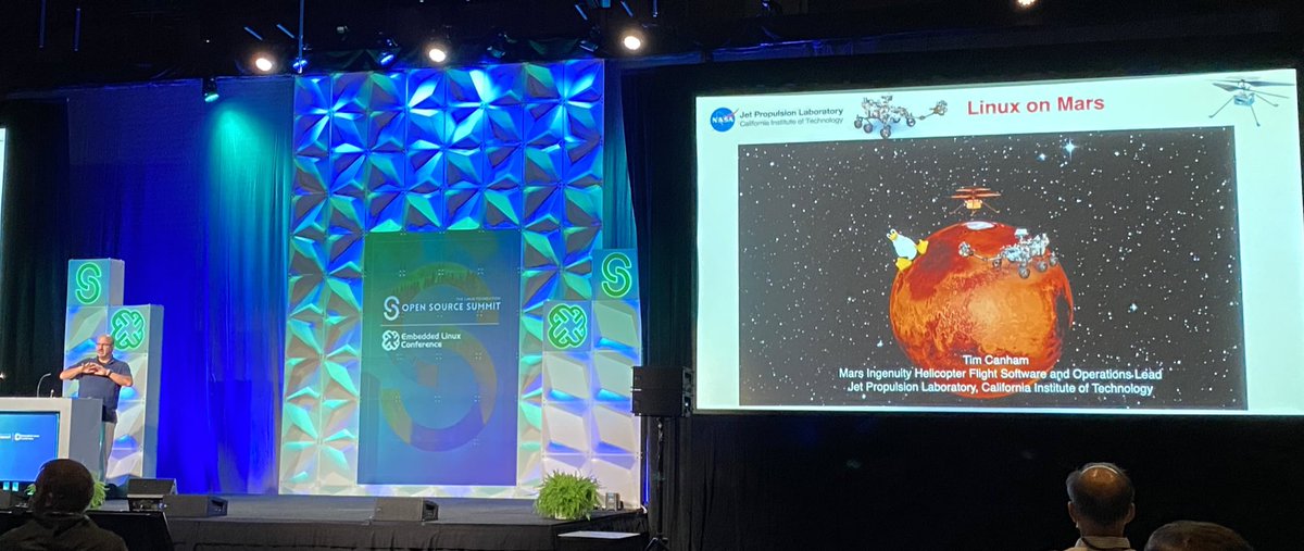 aschaber1's tweet photo. Third day at #ossummit starts off with a talk about #LinuxOnMars by #NASA π€© https://t.co/snq0Jjsfc2