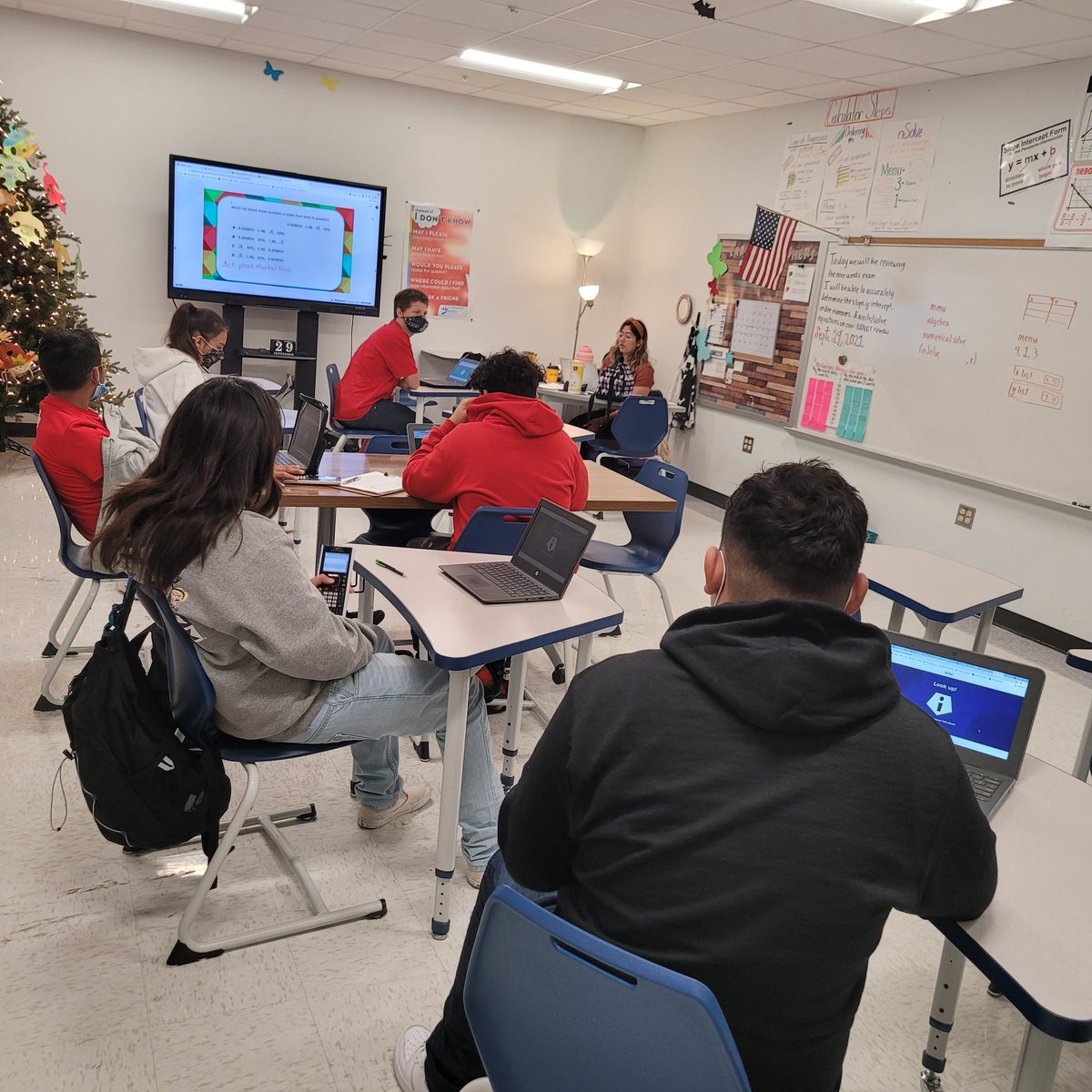 PJohnson_BAMS's tweet image. Early morning tutoring with Ms. Gonzalez and Mrs. Bowles...Breakfast Club students reviewing elements of plot and linear equations. #interventionsforall