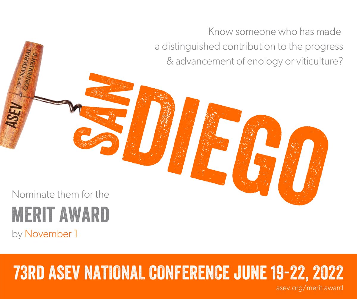 It only takes five minutes to nominate an accomplished colleague for an award that they will cherish forever. Visit our website and learn how to get in on the action today! #asev #nationalconference #sandiego #networking #student #science #research #enology #viticulture #wine