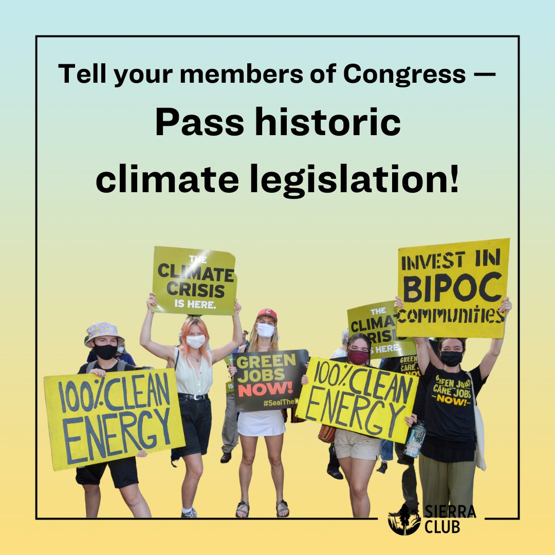 SierraClubMT's tweet photo. On Weds we need👉YOU👈to call your representative! This is our once-in-a-generation chance to pass bold climate action. We can't afford to miss it. Text THRIVE to the number 69866 to be connected to your rep and ask them to pass the full Build Back Better Act! #NoClimateNoDeal https://t.co/TFAjwDDSHl