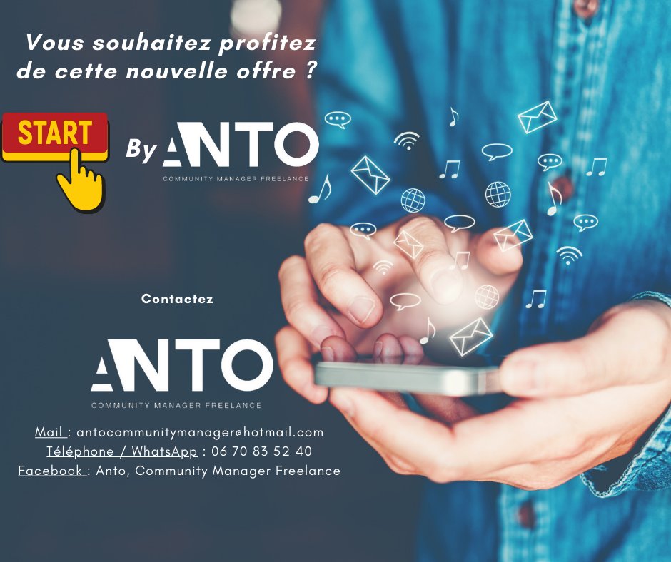 Anto_Freelance's tweet photo. START
C'est la nouvelle offre @Anto_Freelance ! 
Avec START, repartez avec une page #Facebook #instagram #twitter #reseauxsociaux prête à l'emploi ! 
Plus d'infos, contactez @Anto_Freelance ! https://t.co/YTRj3Jq9eU