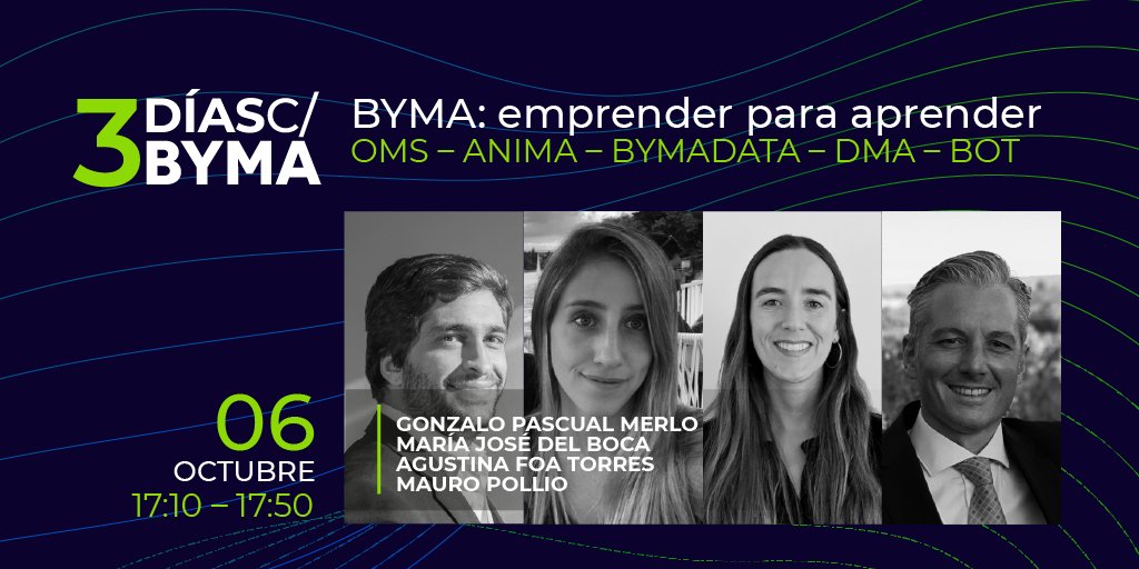 BYMAOficial's tweet photo. 💻Tecnología aplicada al mercado. El equipo de BYMA te cuenta su camino de aprendizaje para crear productos más eficientes y con altos niveles de seguridad en base a innovaciones IT. ✅Miércoles 6 de octubre a las 17 hs. Anotate  https://t.co/SbpWYMkNvr https://t.co/wTZTRMbLZx
