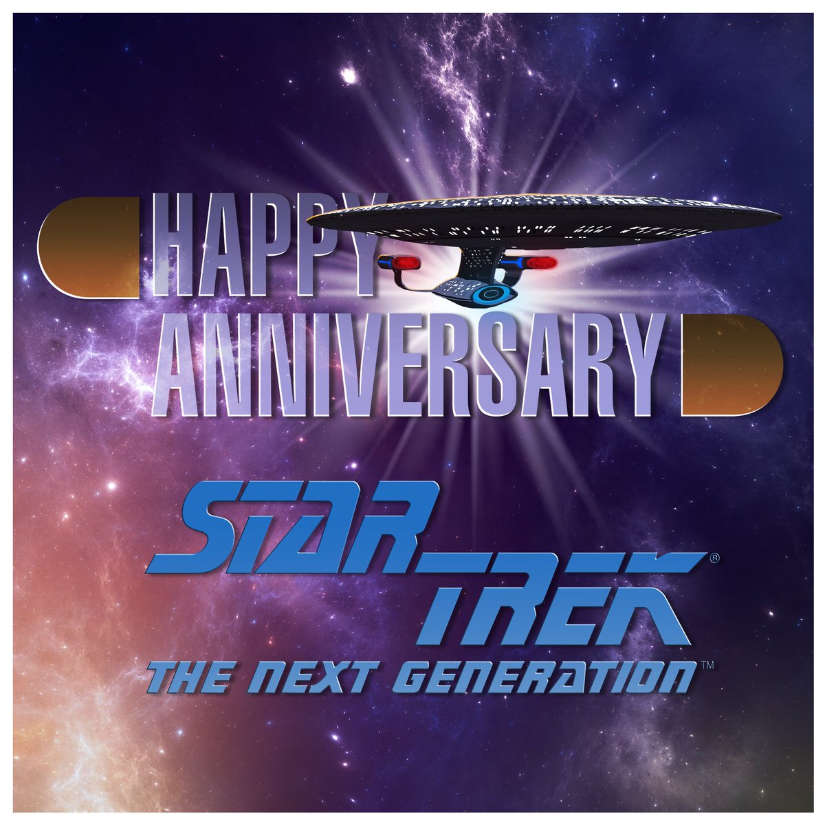 TIG_NightShift's tweet photo. The Night Shift was sleeping when it happened but we want to celebrate #StarTrek #TNG's anniversary! It aired for the first time on September 28th 1987. 

From our crew to yours, Happy Anniversary! https://t.co/KGrCgiCbQk
