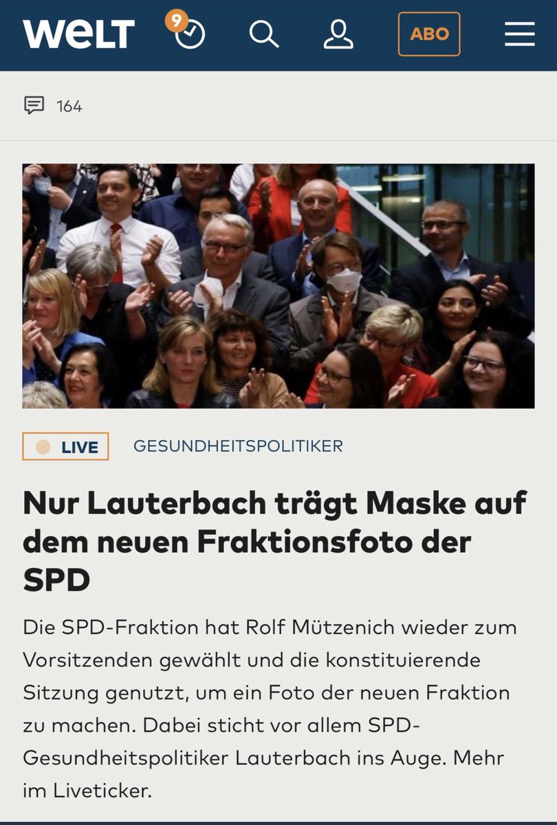 Jan Fleischhauer (@janfleischhauer) on Twitter photo Bevor <a href="/Karl_Lauterbach/">Prof. Karl Lauterbach</a> ganz Deutschland zur Aufrechterhaltung der Corona-Ordnung bekehrt, sollte er vielleicht erst einmal in der eigenen Fraktion um Zustimmung werben. Bevor <a href="/Karl_Lauterbach/">Prof. Karl Lauterbach</a> ganz Deutschland zur Aufrechterhaltung der Corona-Ordnung bekehrt, sollte er vielleicht erst einmal in der eigenen Fraktion um Zustimmung werben.