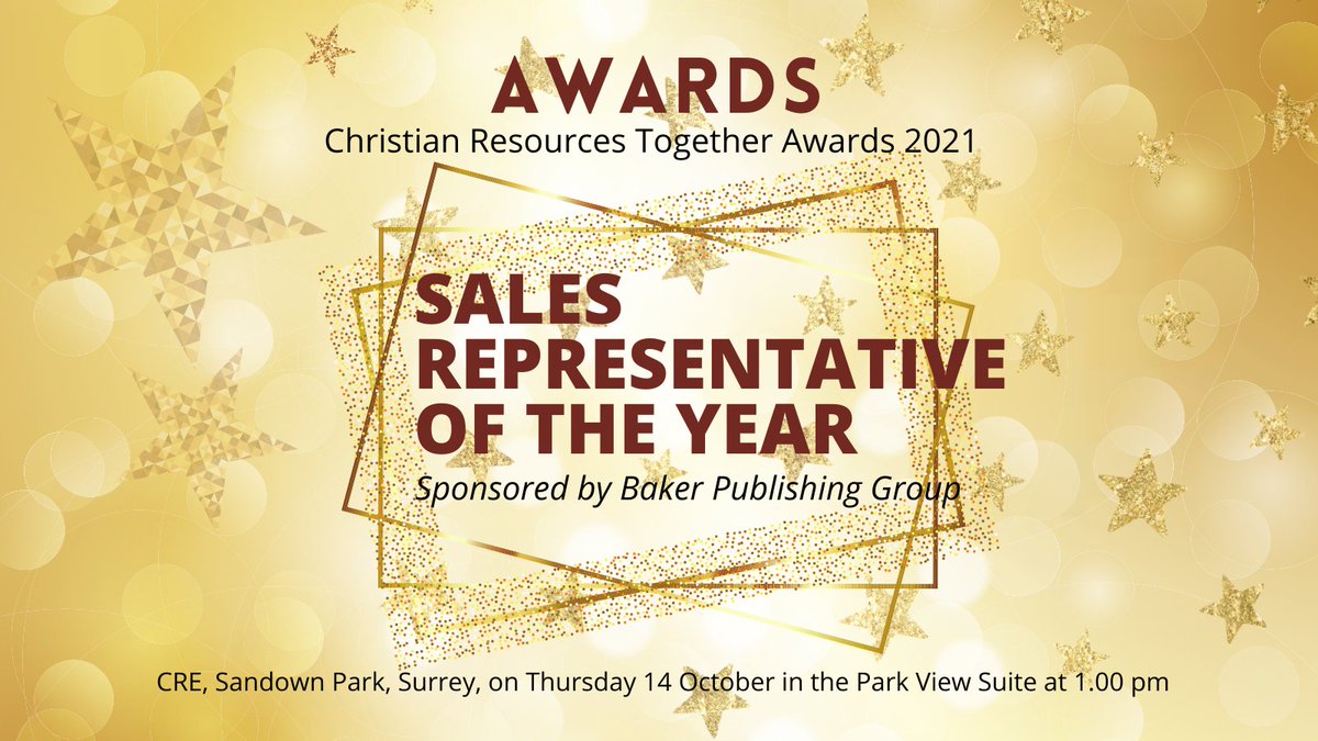 CRT_Retreat's tweet photo. Who will be ‘Sales Representative of the Year' at the CRT Awards?
Get your FREE CRE & CRT Awards ticket here using code CRT and join us to find out: https://t.co/ganTnNv77i
@ReadBakerBooks @CRE_churchshow #AwardsCeremony #Publishing #Retail #SalesRepresentative #BakerBooks https://t.co/HXn76iJB5w