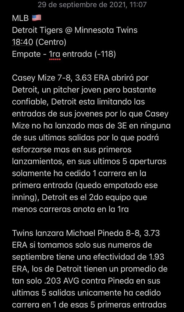 #FreePick I MLB 🇺🇸

#SomosDetroit 🆚 #MNTwins 

🧾 Empate en la primera entrada (-118) 

¿Me sigues? Deja tu Like y RT 🔄♥️

#GamblingTwitter #DinoPicks🦖