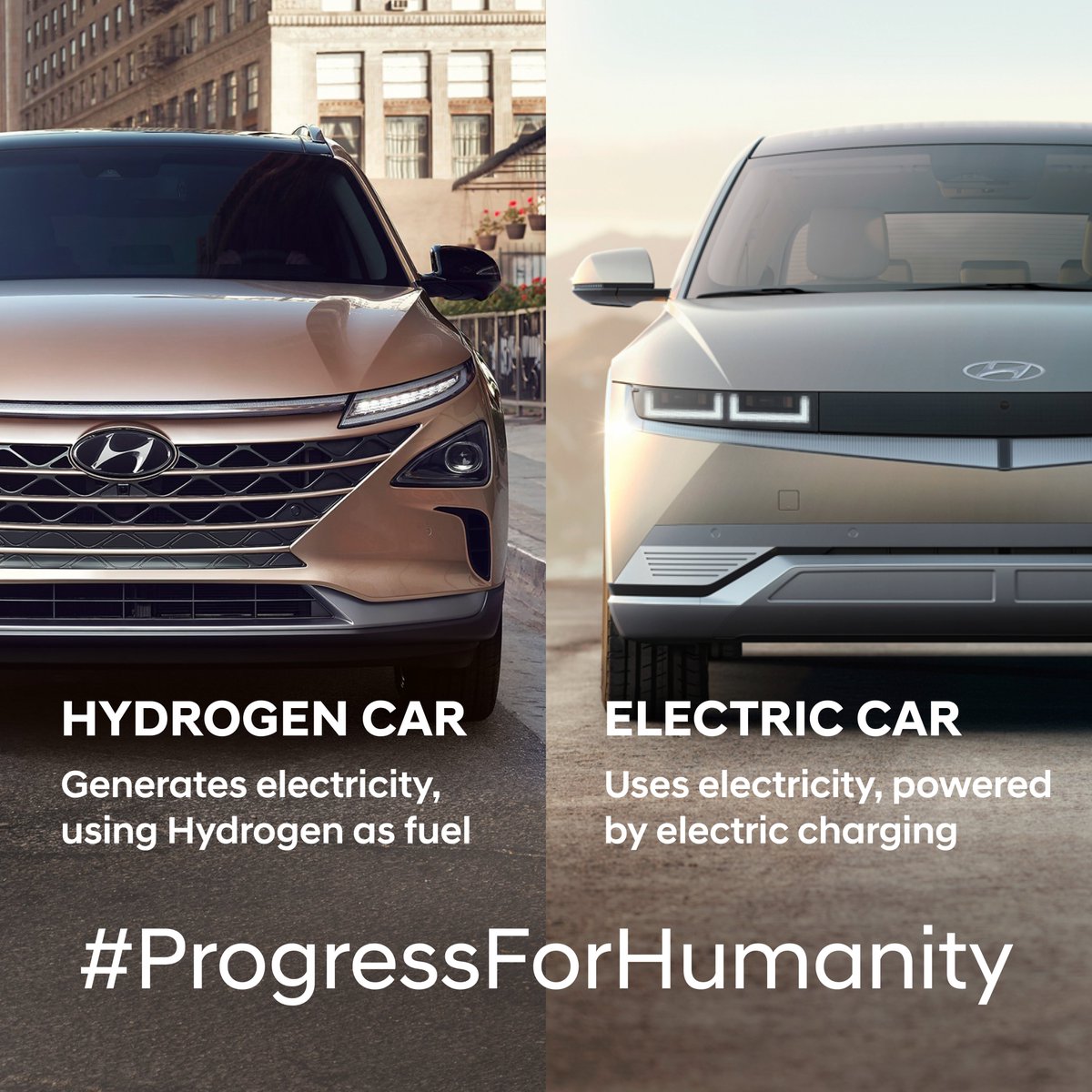 Hyundai's tweet image. Multiple smart solutions are the only way we will effectively reach our goal of reducing global carbon emissions. #NDEW2021 #ProgressForHumanity