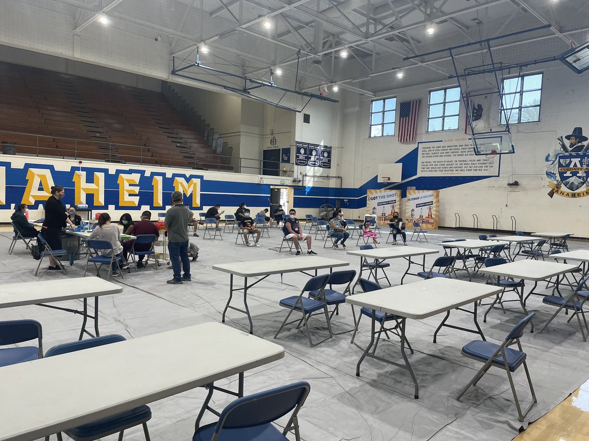 AnaheimUHSD's tweet photo. The Anaheim BROS Organization (@Anaheimbros) was able to vaccinate 80 people during their Covid Vaccine Clinic this past Saturday in the Anaheim HS gym. 

They will be having another Vaccine clinic at Anaheim High School on Saturday, October 16th for second doses. https://t.co/6AAevXVGWY