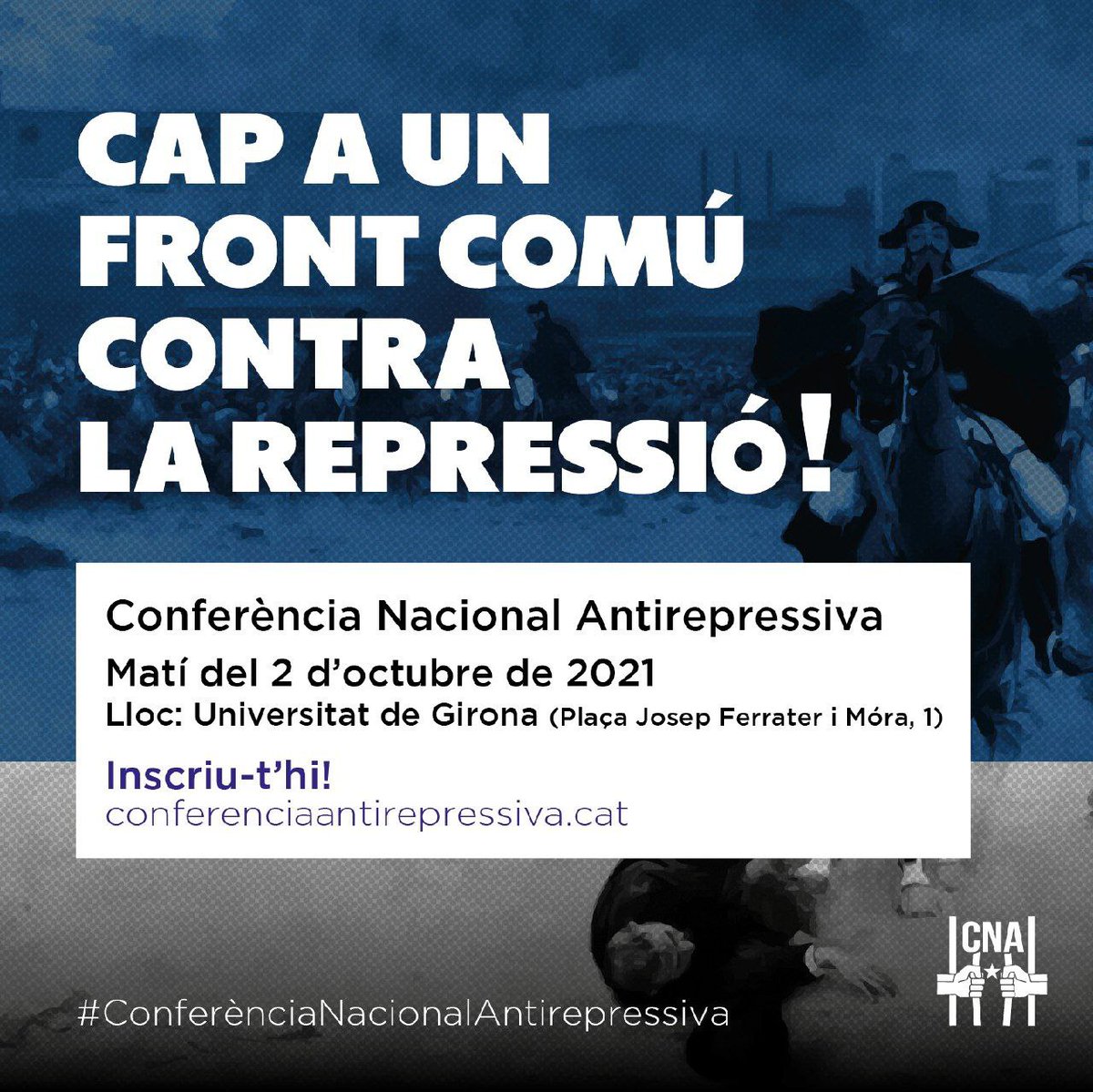 El dia 2 d'Octubre estarem participant i donant suport a la conferenciaantirepressiva.cat des de la universitat de Girona.
Vine i parlem de la necessitat de fer front comú antirepressiu.