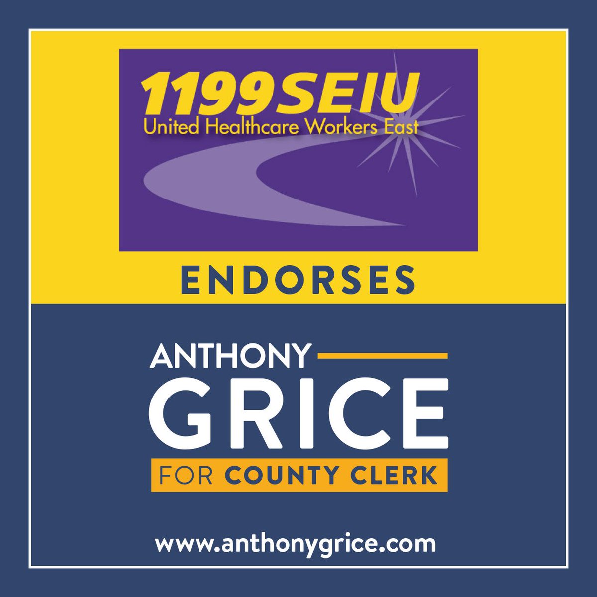 GriceForOC's tweet photo. I am honored to have been endorsed by the 450,000 strong @1199SEIU! https://t.co/KVtMkBpv7N