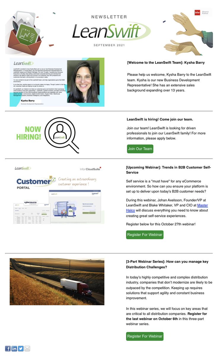 LeanSwift's tweet image. Check out LeanSwift's September 2021 Newsletter. This edition is full of the latest ERP industry news &amp;amp; the exciting work LeanSwift is doing.

If you haven't done so already, please subscribe to our newsletter so you don't miss out!