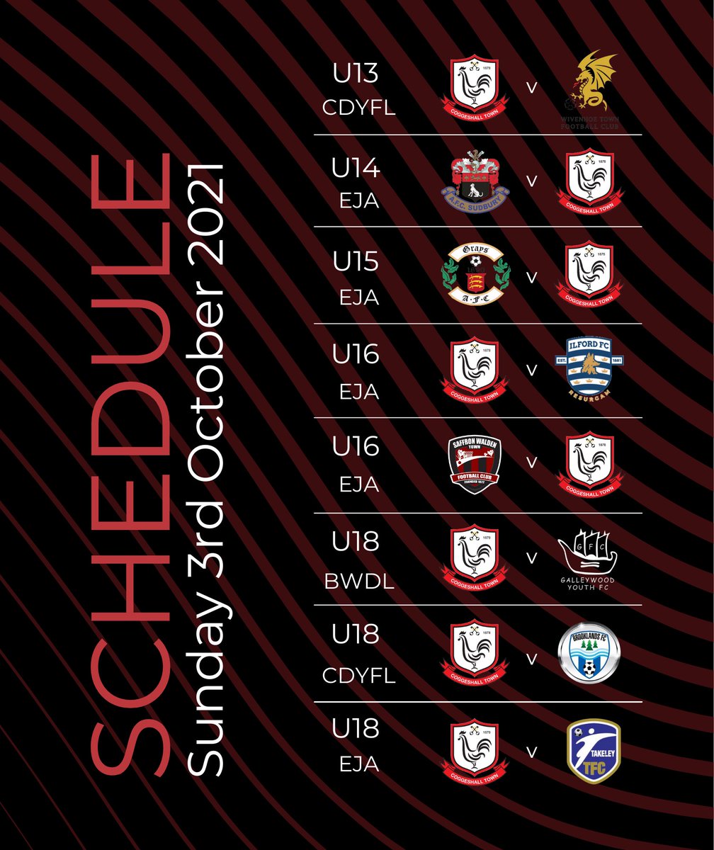 📆 Match Schedule 

Here’s the fixings for this weekend…