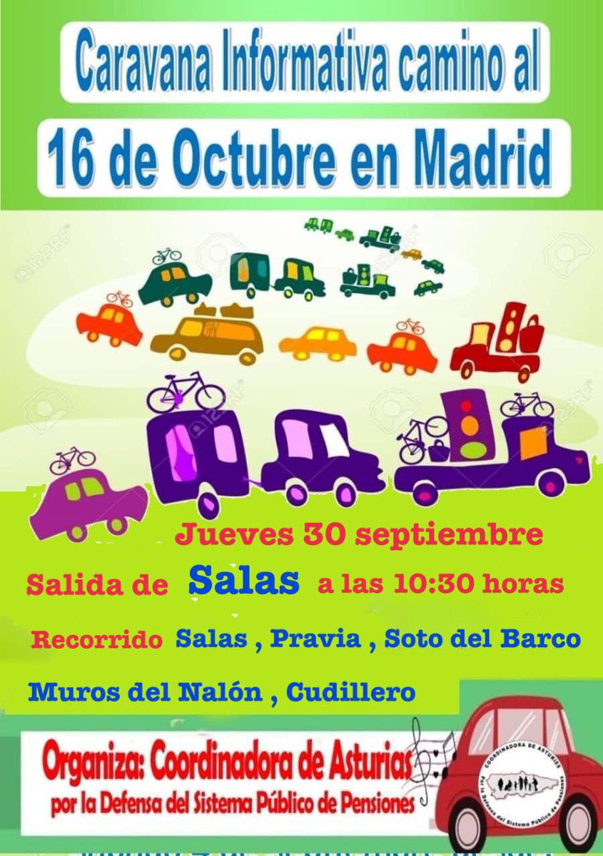 CoordinadoraAst's tweet photo. Mañana la Caravana Pensionista visitará Salas, Pravia, Soto del Barco, Muros del Nalon, Cudillero. https://t.co/pJ61w4BnLs