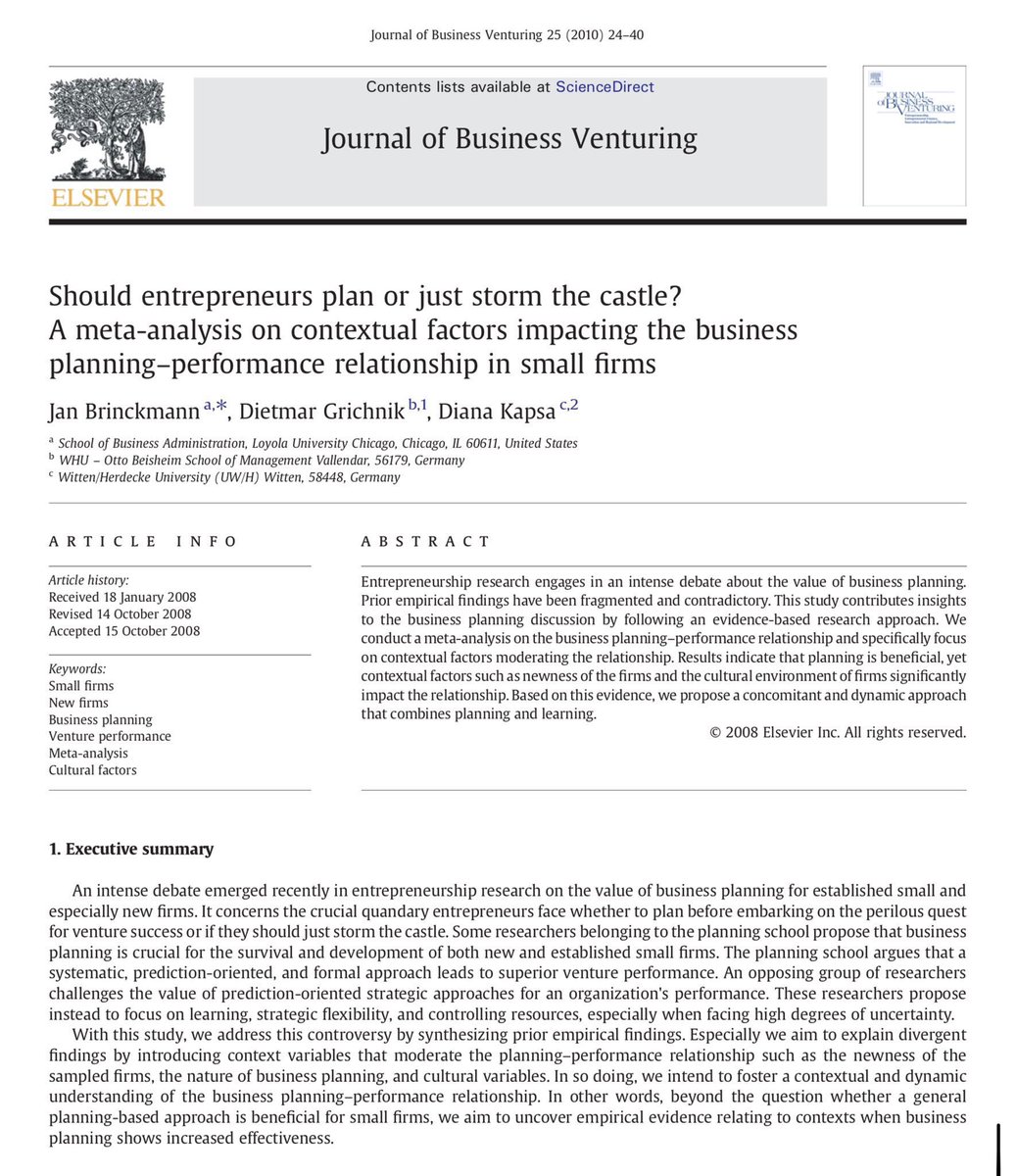 emollick's tweet photo. Reminder to startup founders: no matter how unfashionable it may seem CREATE A BUSINESS PLAN. 

It increases your chance of success by 10-20%. The plan will be mostly wrong, but the process helps founders generate agreement, surface assumptions, catch mistakes &amp; highlight risks. https://t.co/pst3dOED8H