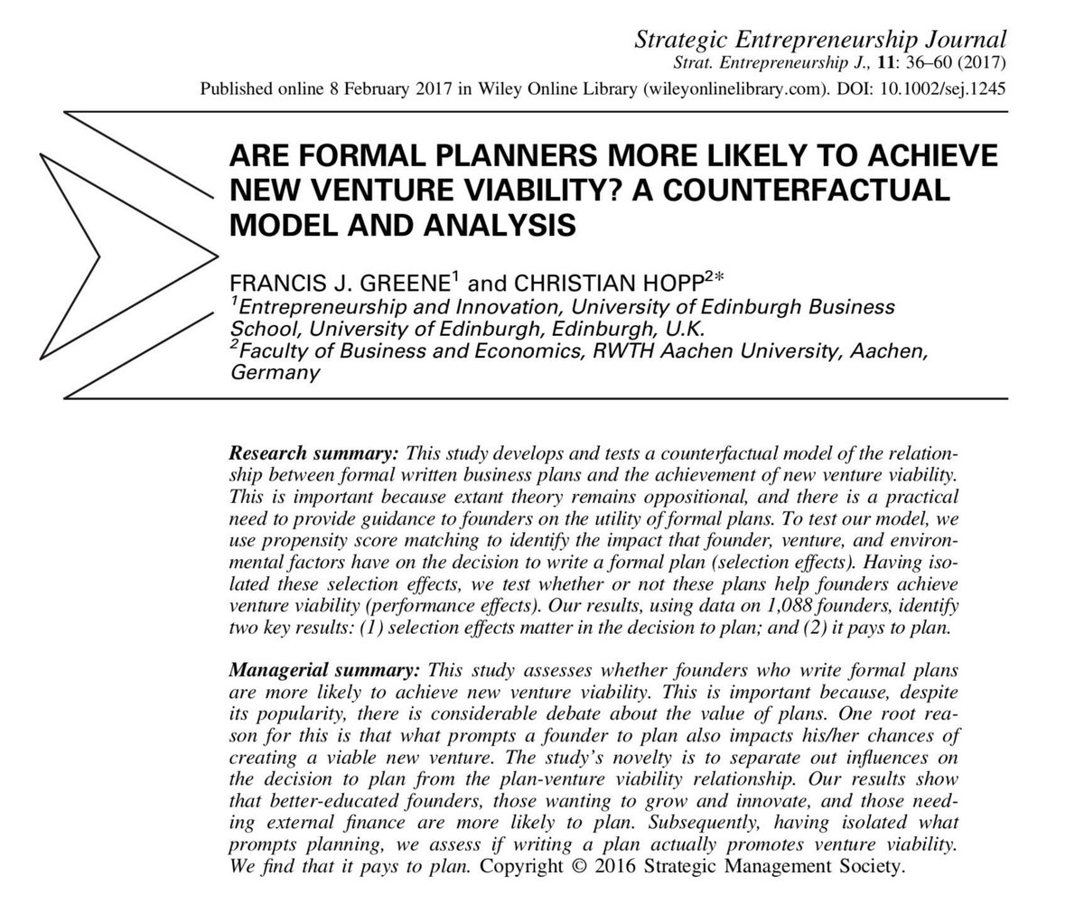 emollick's tweet photo. Reminder to startup founders: no matter how unfashionable it may seem CREATE A BUSINESS PLAN. 

It increases your chance of success by 10-20%. The plan will be mostly wrong, but the process helps founders generate agreement, surface assumptions, catch mistakes &amp; highlight risks. https://t.co/pst3dOED8H