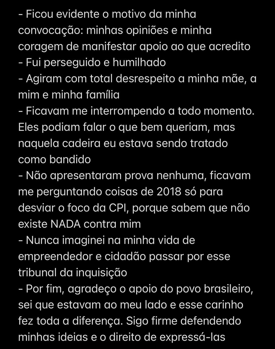 Sobre minha participação na CPI: