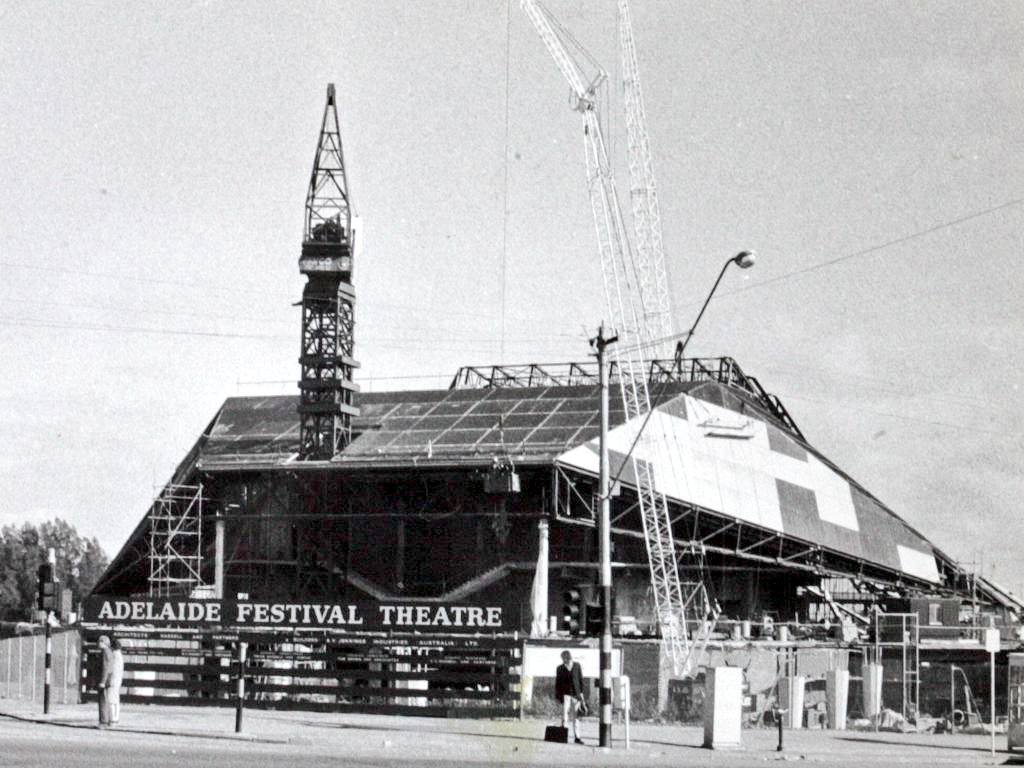 MichaelSmyth_'s tweet photo. It's on just about every Adelaide postcard. Flashing back with @penbo & @WGoodings to the creation of Australia's first arts centre. @FIVEaaBreakfast @AdelaideFesCent #Flashback #Adelaide https://t.co/BxdWsDMynk