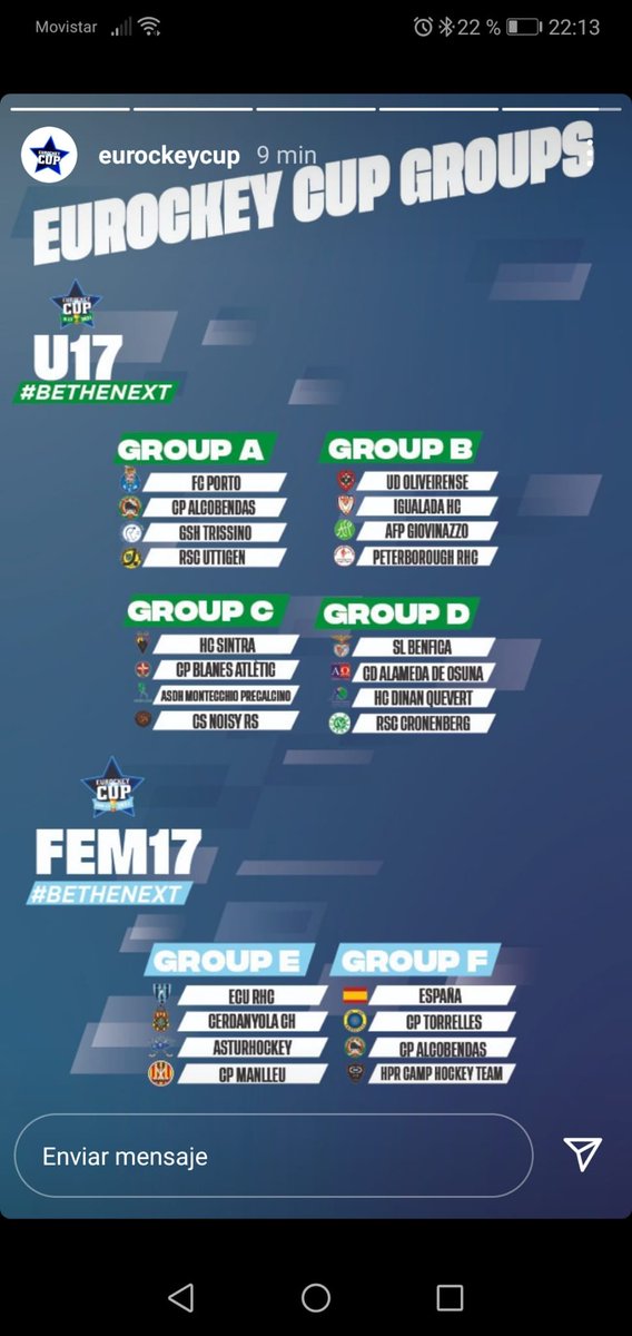 #Hockey
Este es nuestro calendario para <a href="/EurockeyCup/">Eurockey Cup</a>
Orgullosos de lo queda por vivir
Vamos a enfrentarnos a Clubes legendarios Europeos
<a href="/SLBenfica/">SL Benfica</a>
<a href="/HCDINANQUEVERT/">HC DINAN QUEVERT</a>
<a href="/RSCCronenberg/">RSC Cronenberg e.V.</a>
<a href="/CDAlamedaOsuna/">Club Alameda Osuna</a>
<a href="/colegio_alameda/">Alameda International School</a>
#VamosAlamedaHockey