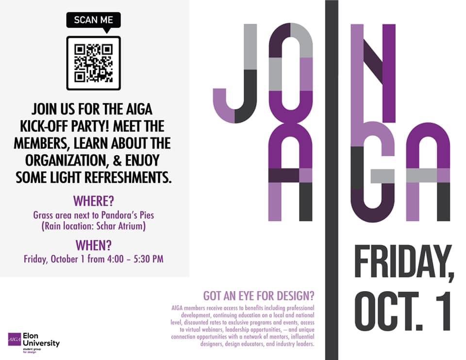 T-3 DAYS🎉!

Come join us for the 2021 AIGA Kick-Off Event!! THIS FRIDAY from 4:00 - 5:30 pm on the grass area next to Pandora’s Pies!!

You will have a chance to meet the members, learn more about the organization, and enjoy some light refreshments.