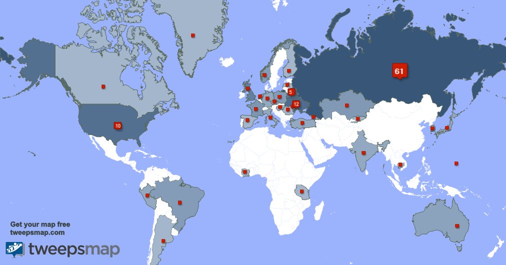 I have 2 new followers from Russia last week. See tweepsmap.com/!Doctor_AllyMay