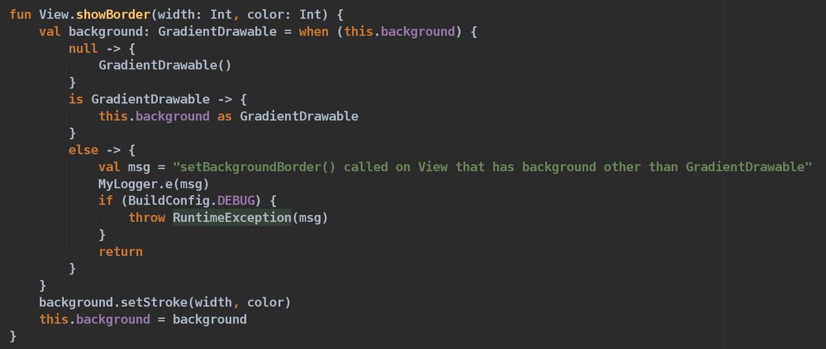 VasiliyZukanov's tweet photo. Just trying to add colored border around a View programatically. I can't believe there is no better solution, but I've already spent way too much time on this stupid task.
Why Android has to be so painful?! https://t.co/FQhPoGqfHm