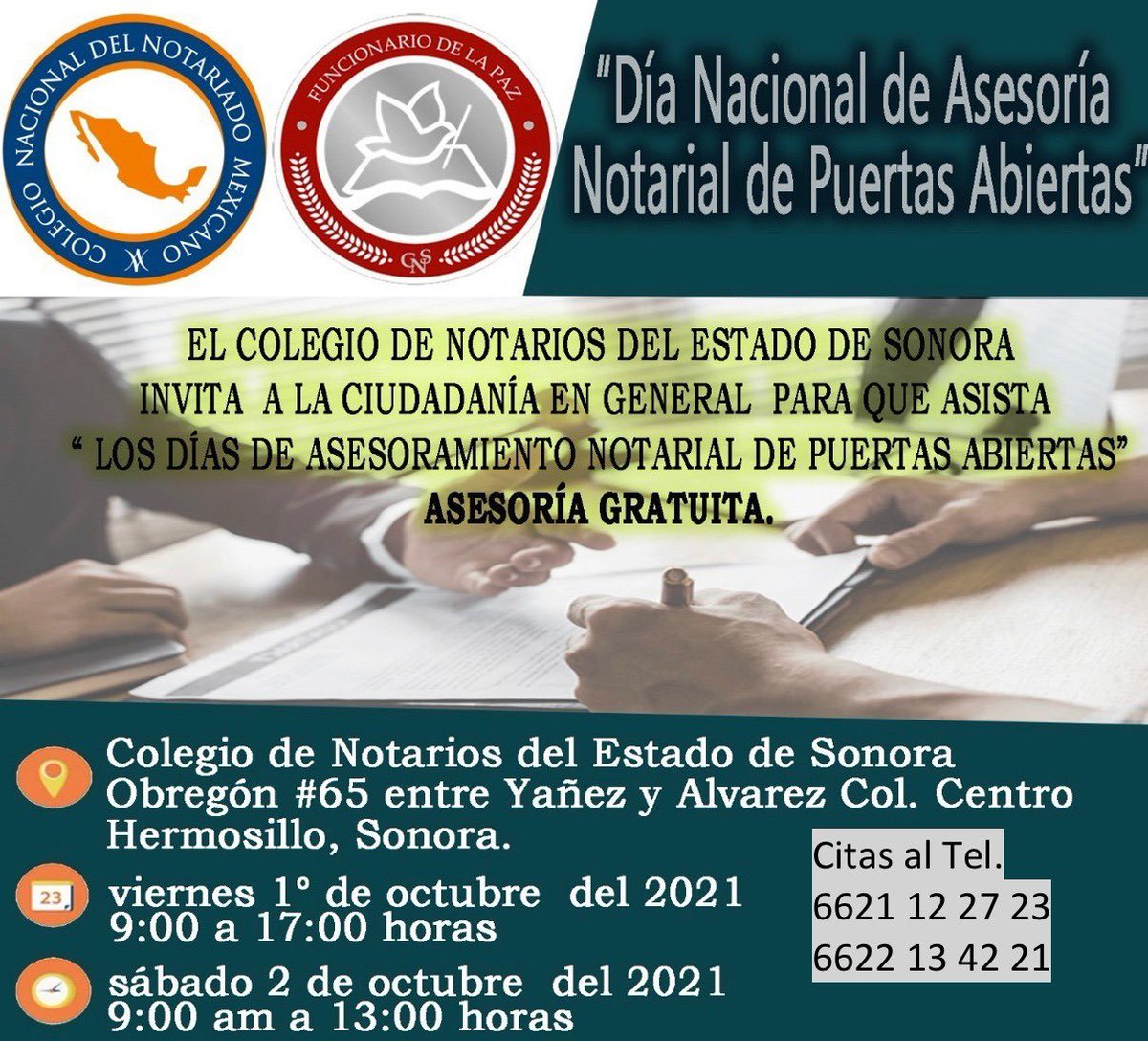 Notaria_28's tweet photo. Este 01 y 02 de octubre no te pierdas la oportunidad de asistir a los días de asesoramiento notarial gratuito. ¡Te esperamos! https://t.co/knR5uph7Ae