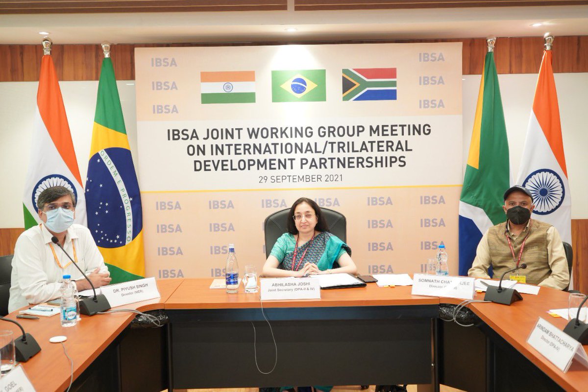 Randhir Jaiswal (@meaindia) on Twitter photo Inaugural meeting of Development Cooperation Agencies of #IBSA partner countries took place today under the ongoing Chairship of India.
Discussions held on furthering #SouthSouthCooperation with outlining of next steps.
<a href="/Itamaraty_EN/">Itamaraty Brazil 🇧🇷</a>
<a href="/SouthAfricanMFA/">South African Ministry of Foreign Affairs</a> Inaugural meeting of Development Cooperation Agencies of #IBSA partner countries took place today under the ongoing Chairship of India.
Discussions held on furthering #SouthSouthCooperation with outlining of next steps.
<a href="/Itamaraty_EN/">Itamaraty Brazil 🇧🇷</a>
<a href="/SouthAfricanMFA/">South African Ministry of Foreign Affairs</a>
