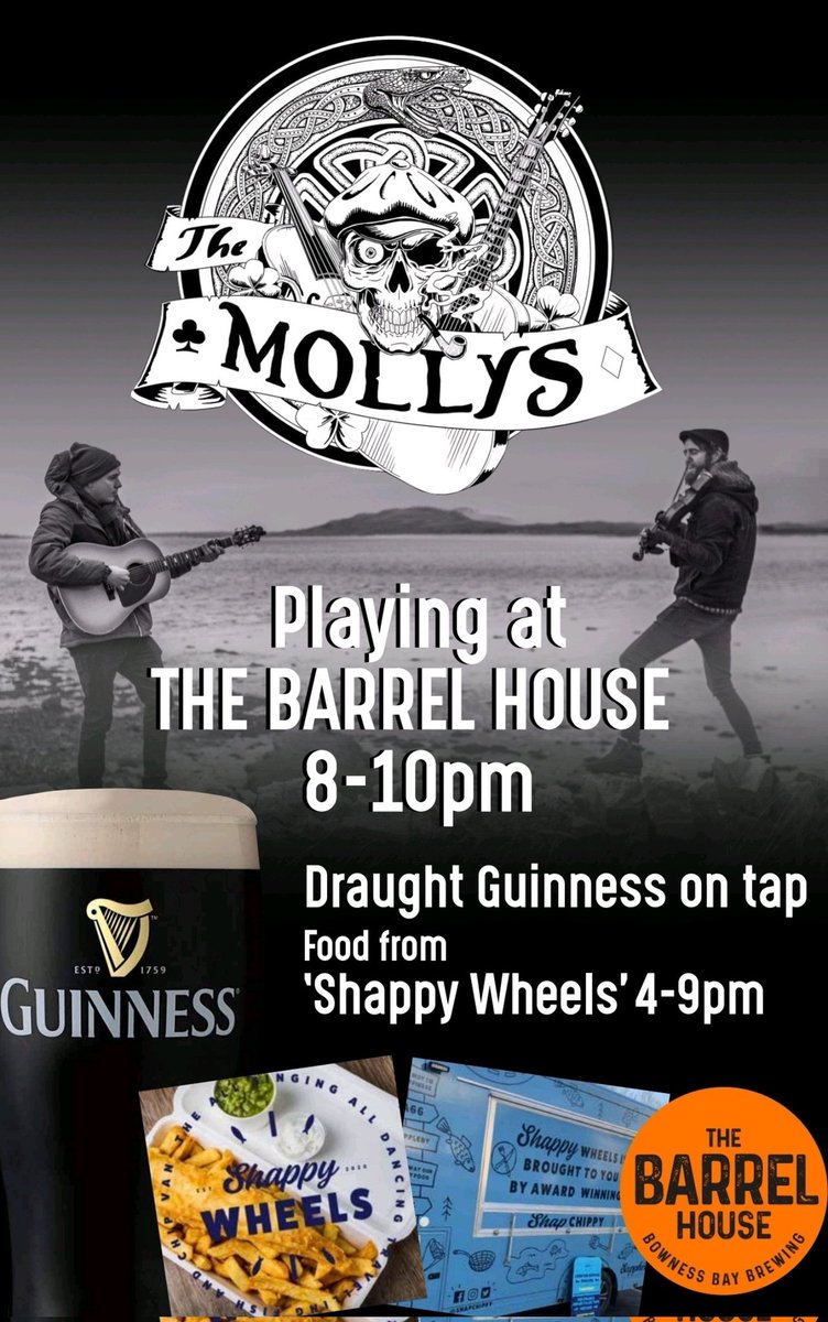 🇮🇪🎸🎤 THIS SATURDAY!! 🎤🎸🇮🇪

Come join us for our Irish music weekend!!  

The Mollys will be playing live Irish music from 8pm

And to compliment your favourite <a href="/BownessBayBrews/">Bowness Bay Brewing</a> beers we also have street food from the award winning 🐟🍟 <a href="/shapchippy/">shapchippy</a> !! Serving from 4pm.