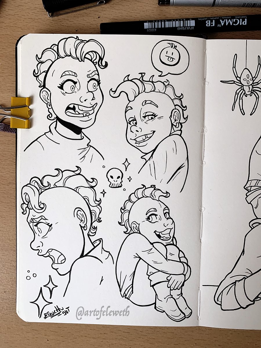artofeleweth's tweet photo. Inked OC warm-up doodles from yesterday✨
#art #artwork #artist #sketchbook #moleskine #comics #characterdesign #pagespread #expressions #traditionalart #traditional #sketch #ink #doodles #saltybusiness #slanejbyznys #pirate #pirates https://t.co/31I19iEgXK