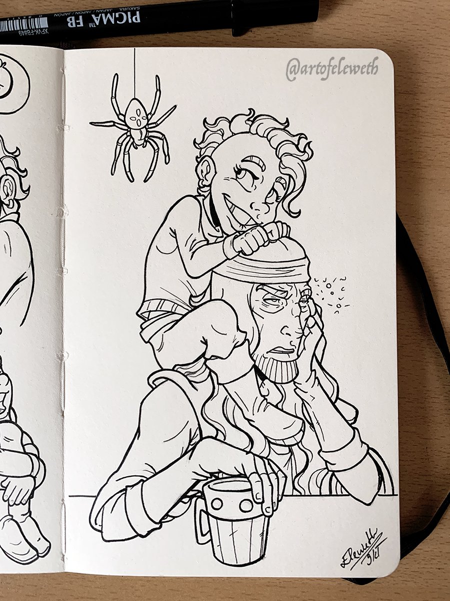artofeleweth's tweet photo. Inked OC warm-up doodles from yesterday✨
#art #artwork #artist #sketchbook #moleskine #comics #characterdesign #pagespread #expressions #traditionalart #traditional #sketch #ink #doodles #saltybusiness #slanejbyznys #pirate #pirates https://t.co/31I19iEgXK