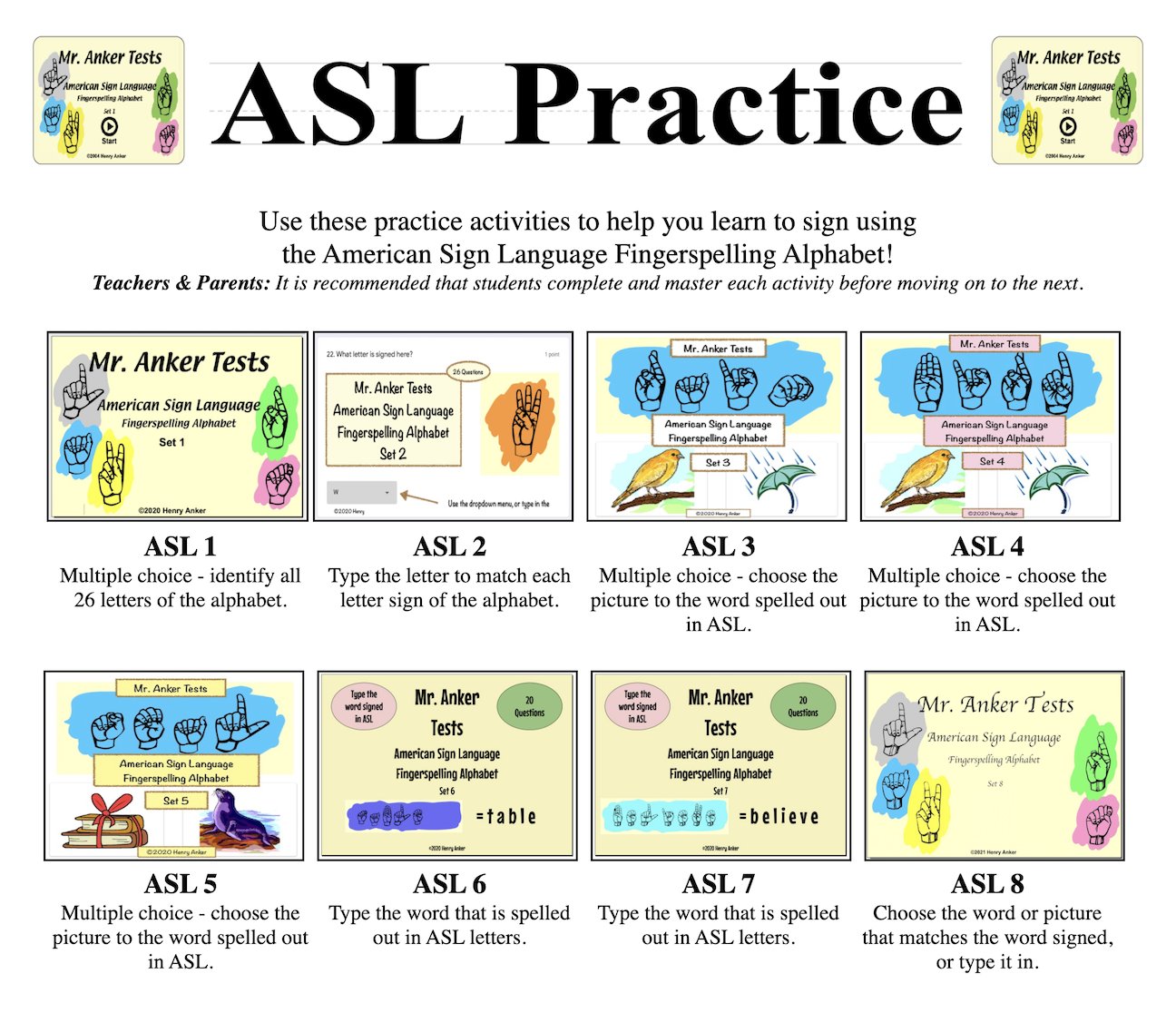 American Sign Language Words Chart