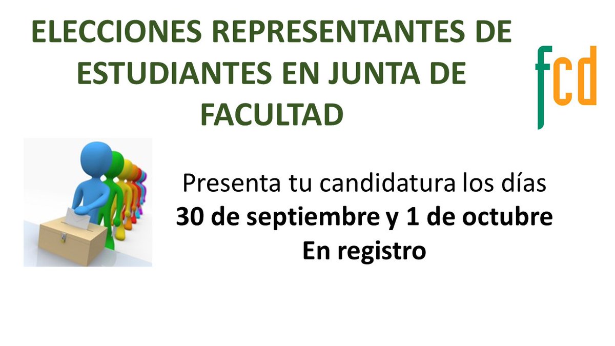 Elecciones a representantes de estudiantes en Junta de Facultad. Como no se han presentado reclamaciones al censo provisional se eleva a definitivo. 📢Presentación de candidatos a representantes de estudiantes en Junta de Facultad, los días ‼️30 de septiembre y 1 de octubre‼️