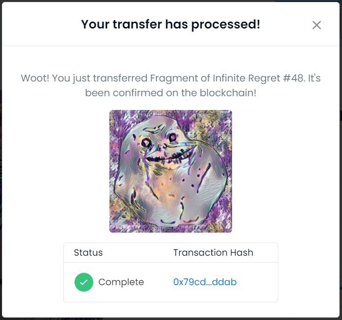 FragmentsRegret's tweet photo. Congratulations to @AdawgNft!

Your prize has been sent! :) https://t.co/UA6nL0o00T