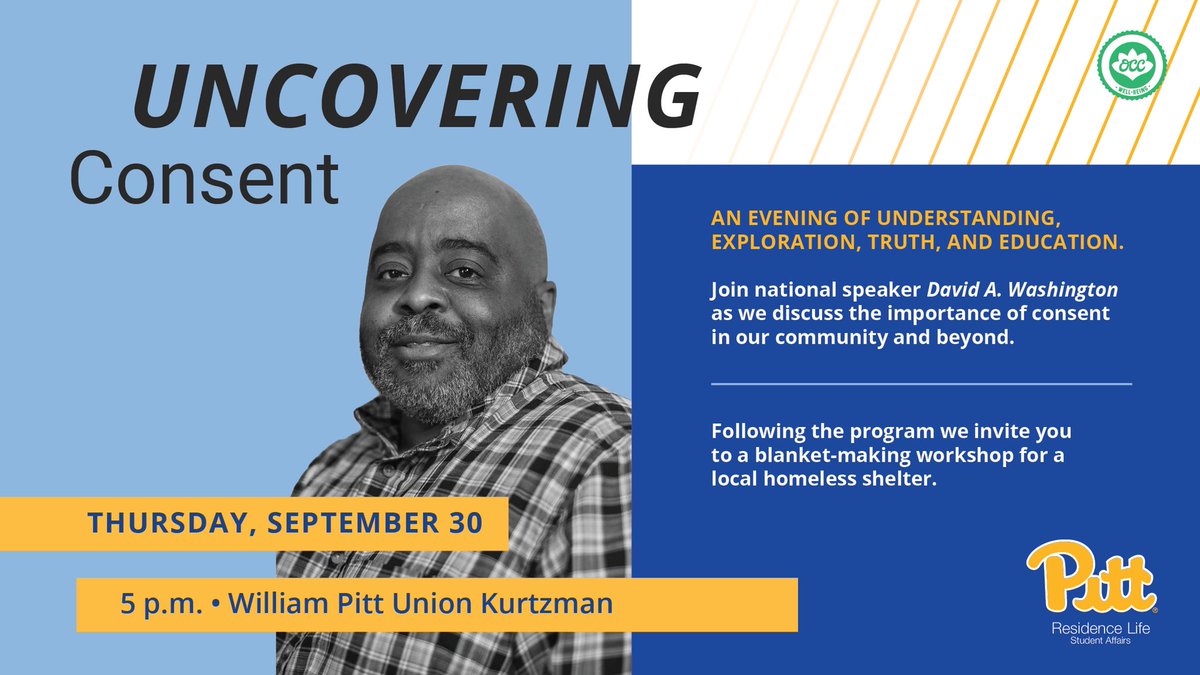 PittHolland's tweet photo. Join us for a discussion about consent tomorrow at 5pm in the WPU Kurtzman Room! After the discussion, we will be making blankets for a local homeless shelter https://t.co/a8XaXertI5