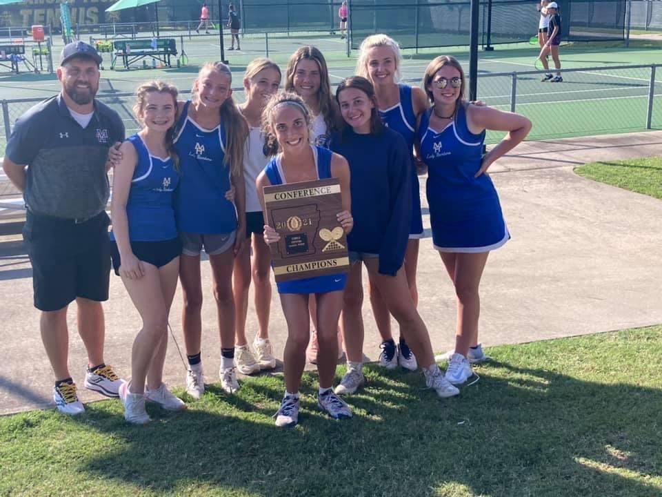 A HUGE congratulations to the Lady Bomber Tennis Team who won the 5A West Conference Championship! And a special shout out to Macie Heide, who won the 5A Singles Title, and to Cambelle Lance and Micaela McLean, who won the 5A Doubles Title! <a href="/MHBombersAD/">Mitch Huskey</a> <a href="/Dr_JakeLong/">Jake Long</a> <a href="/BombersMh/">Mountain Home Public Schools</a>