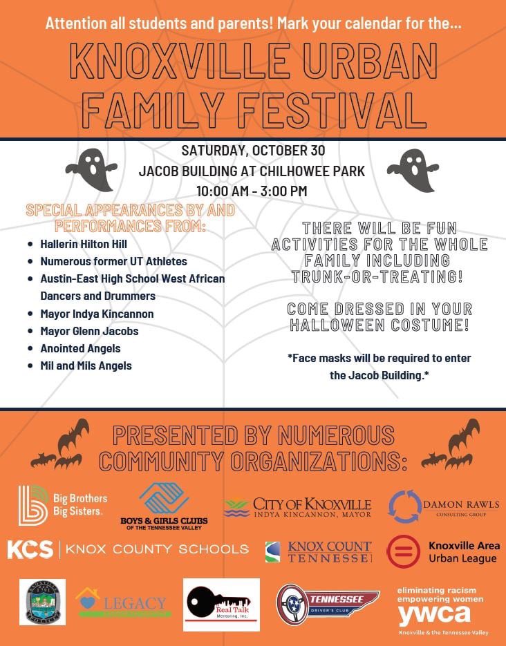 Empower_Knox's tweet photo. Save the date! There's family fun, performances and activities planned for the Knoxville Urban Family Festival, Oct. 30, at @ChilhoweePark! @RealTalk_Vine @TennesseeBig @yokeyouth @KnoxUrbanLeague @AustinEastHS https://t.co/PlyFWZCF5h