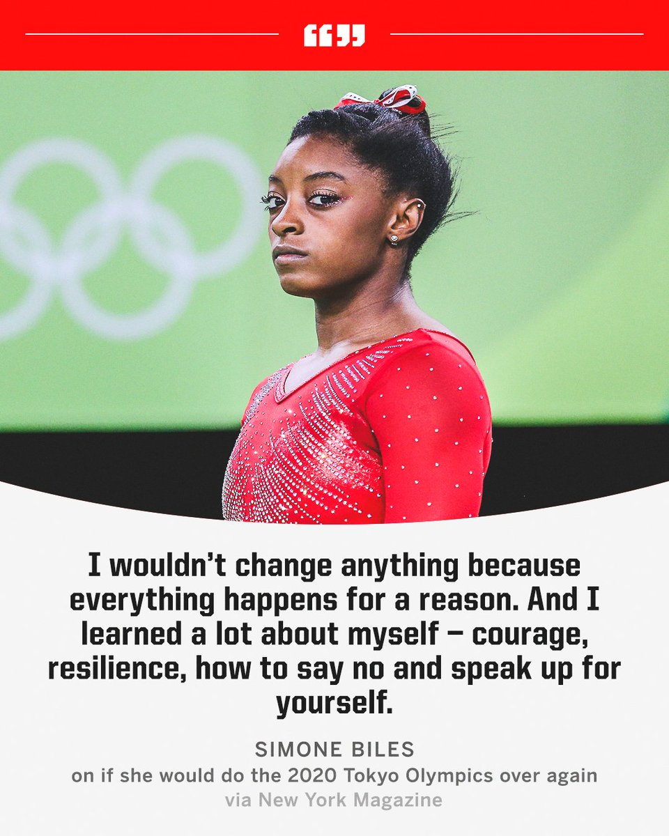 SportsCenter's tweet photo. Simone Biles says she wouldn’t change anything about the 2020 Tokyo Olympics if she had to do it over again. @espnW https://t.co/BPHs0hT0U2
