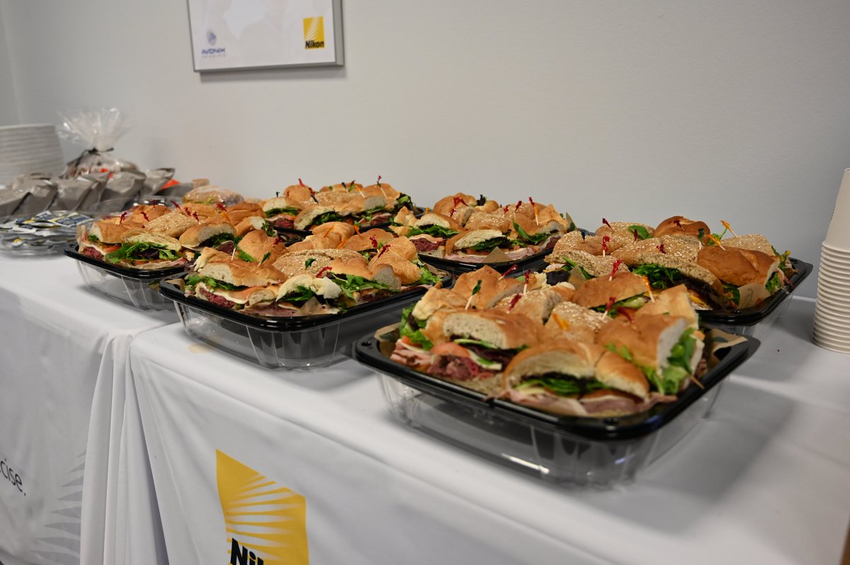 AvonixImaging's tweet photo. Lunch is served! Looking forward to a great afternoon of presentations! Schedule below:

1PM - Nikon Vision Systems
2PM - Nikon Industrial Microscopes
3PM - Avonix / Nikon X-ray CT Presentation
4PM - Nikon APDIS Laser Radar
5PM - Dinner, Cocktails, Bean Bags and Prizes! https://t.co/OhHgbjbser