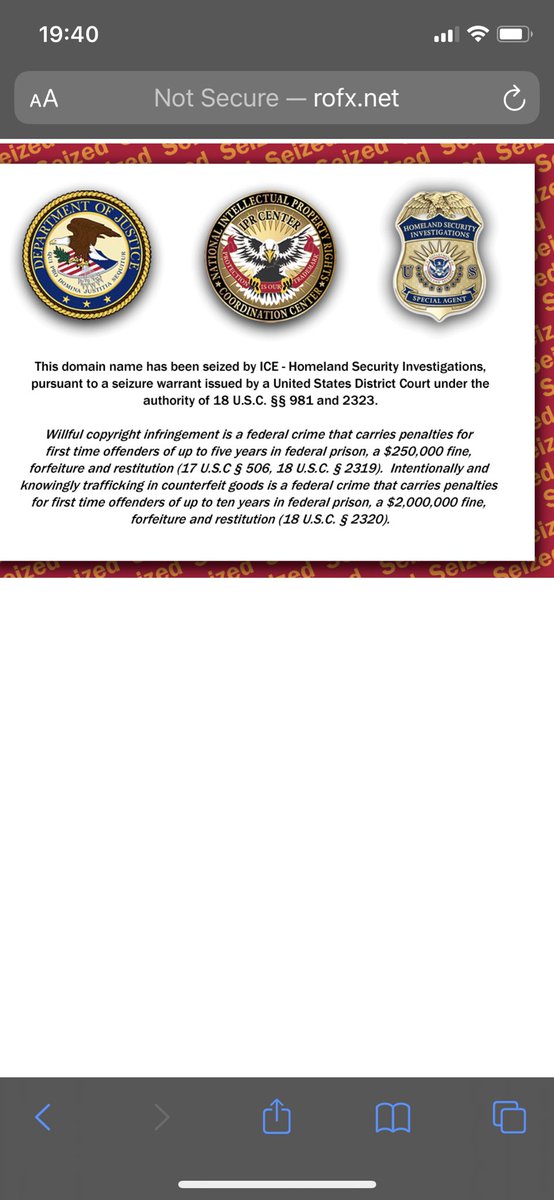 trbakker's tweet photo. https://t.co/qPqcHZfXnu site has been ceized by ICE Homeland security. All savings are gone. #bitcoin #btc #saving #rofx #scam #criminal https://t.co/fFXAzjwF3f