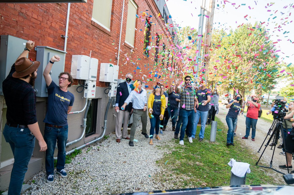 CoalfieldWV's tweet photo. An amazing day to celebrate w/ @solarholler flipping the switch on 294 solar panels powering our West Edge location. 

This is one of the largest solar installations in WV and THE largest for a nonprofit in the Mountain State resulting in a savings of over $135,000. 

#solarpower https://t.co/1141Q68c8X