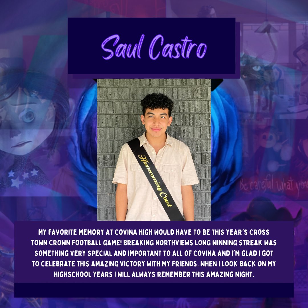 Homecoming Court- Meet Saul Castro & remember to vote for your Homecoming Royalty TOMORROW at lunch in the quad. Please bring your student ID or CA ID to vote!