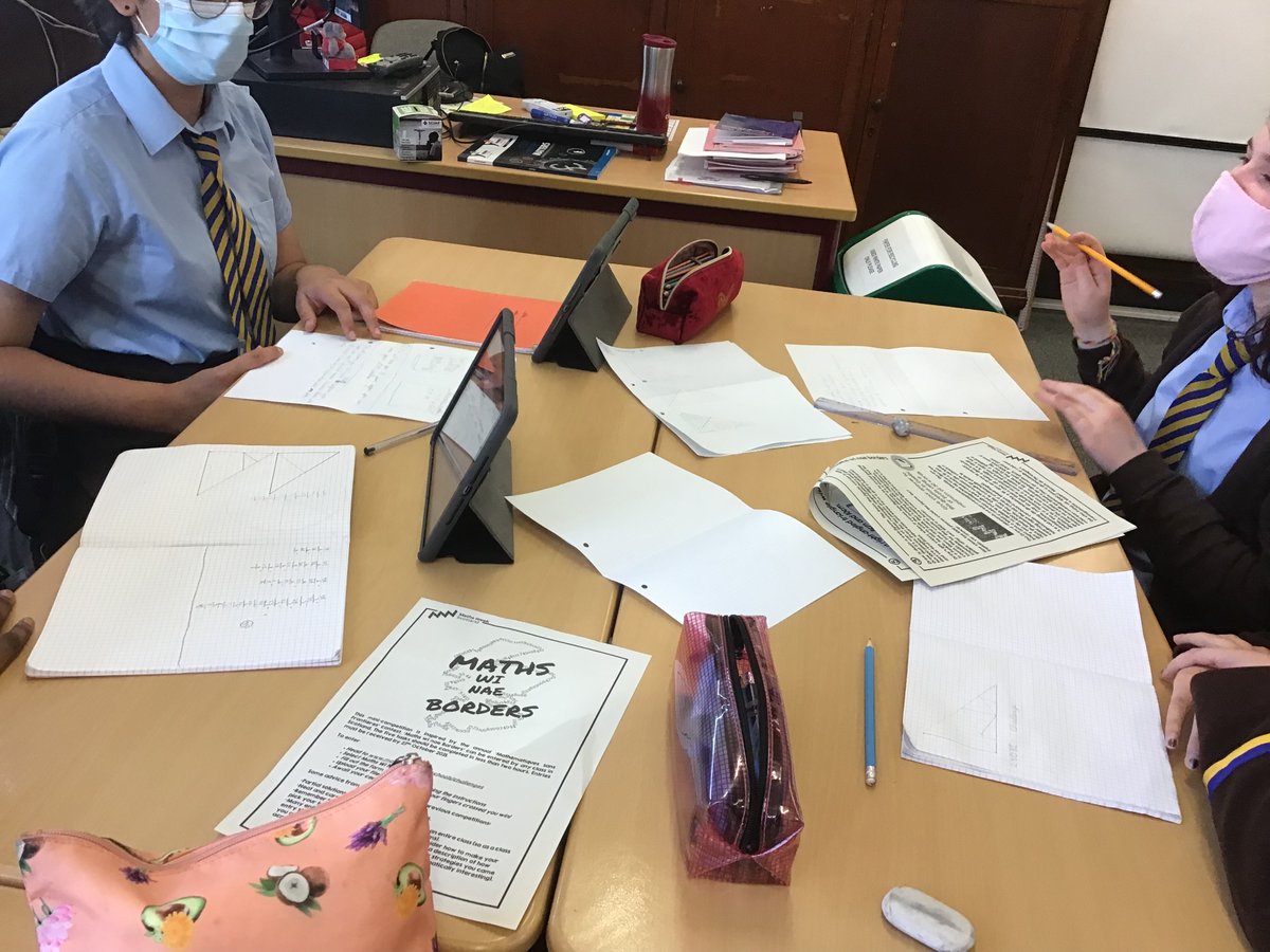 ndhsmaths's tweet image. S2 girls @ndhsglasgow are working hard to solve this year’s Maths Wi Nae Borders problems. Excellent team work. @MathsWNBorders #MathsWeekScot