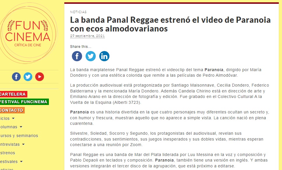 Salimos en <a href="/funcinemamdq/">Funcinema Críticas</a> con un comentario de nuestro video #Paranoia Gracias <a href="/mexfaliero/">mexfaliero</a>  
funcinema.com.ar/2021/09/la-ban…