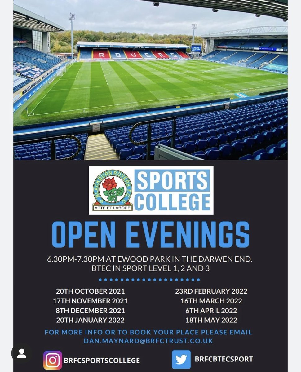 BRCTComCollege's tweet photo. @KellieMorrin @BRFCTrust @BRFCBTECSport These are the open evenings for @BRFCBTECSport https://t.co/6DJmGfGIwx