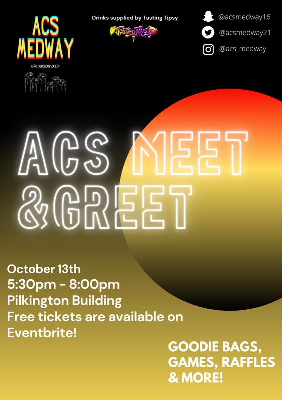 Hey Guys, hope you’re ready for our first event,ACS will be hosting a meet and greet so you can get to meet all of us and have fun,we’ve got more things in store for you.Prizes and stuff to be won,first 5 people who buy tickets get a free pouch from Tasting Tipsy. LINK IN BIO⭐️⭐️
