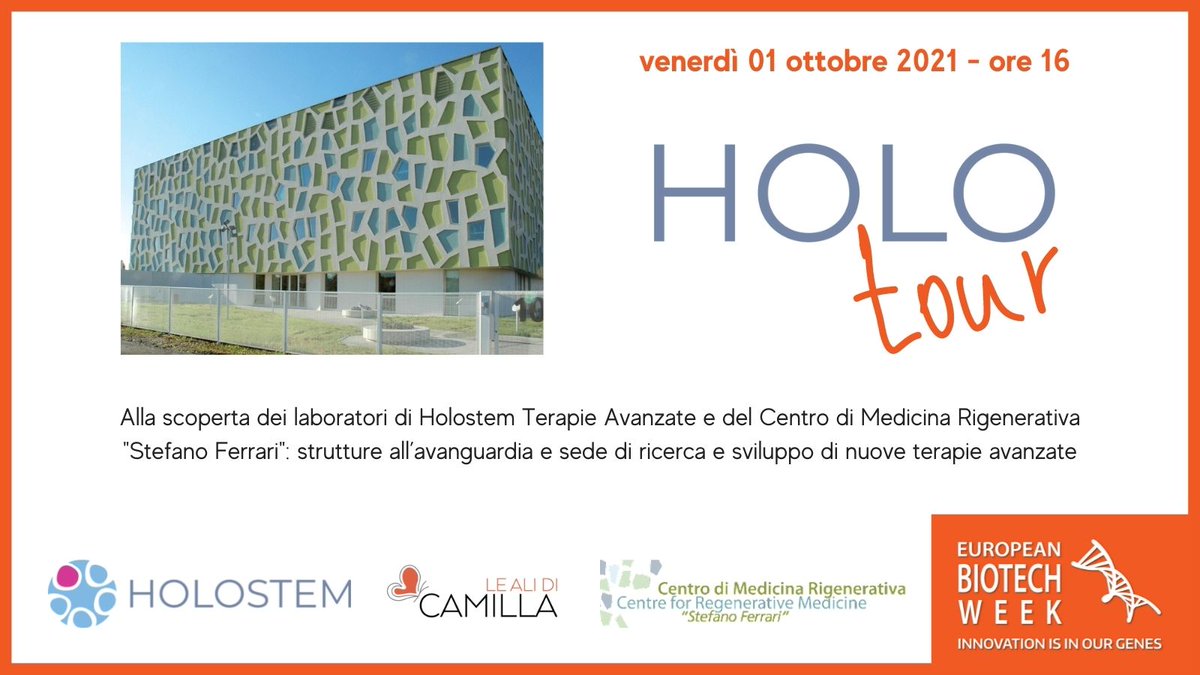 HolostemTA's tweet photo. 🟧 HoloTour: venerdì 1 ottobre alle ore 16 #EuropeanBiotechWeek2021
✨Unitevi a noi!
👉 INFO https://t.co/99LEihBXJJ
🟠 @biotechweek #BiotechWeek #BiotechWeek2021 #EBW #EBW2021 #Holostem #HoloTour https://t.co/cEtvjJX0wE