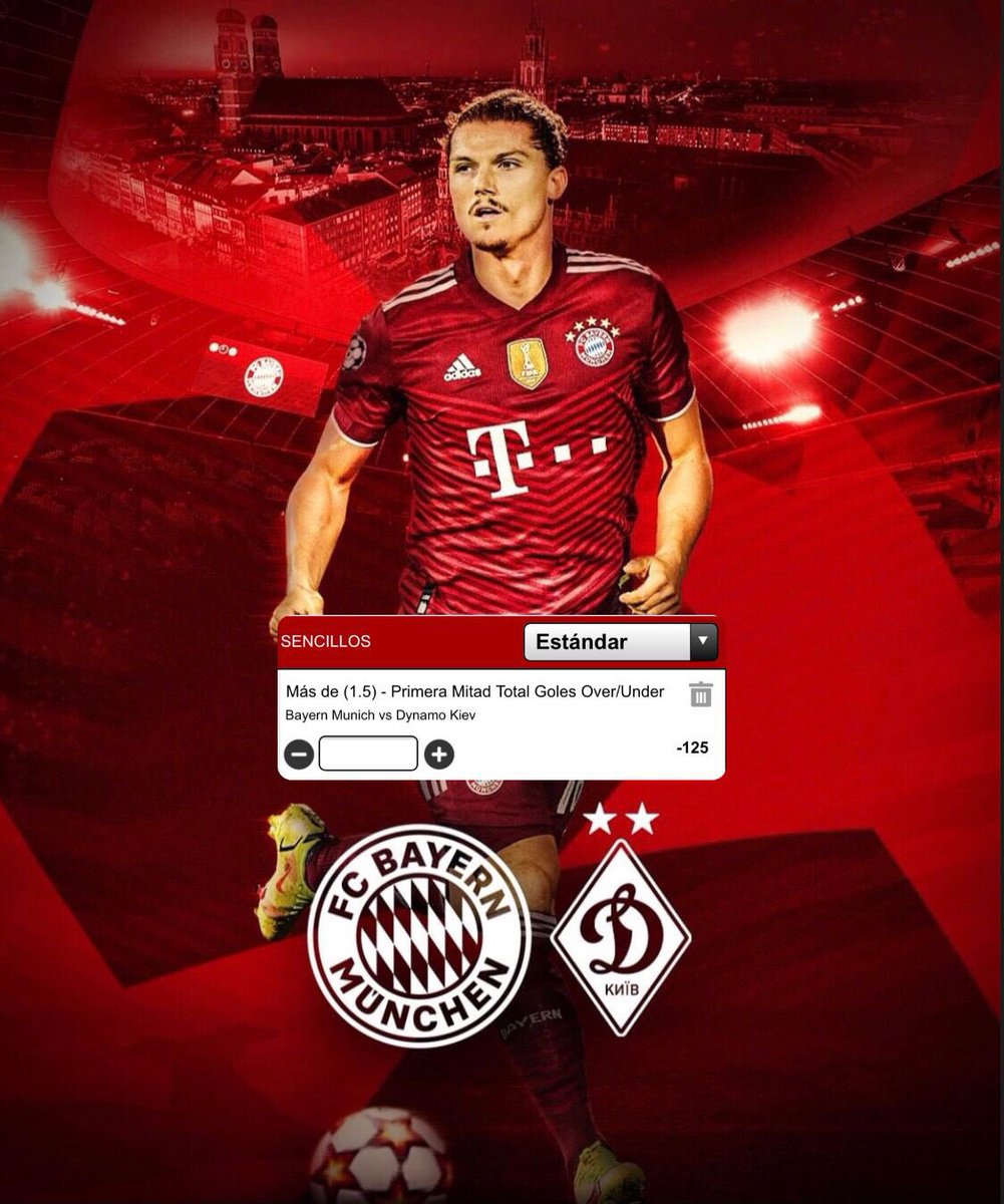 PicksConPablo's tweet photo. #FreePick I UCL 🇪🇺

Bayern München 🆚 Dynamo Kyiv

🧾 Más de 1.5 goles 1H (-125)

¿Me sigues? Deja tu Like Y RT 🔁❤️

#GamblingTwitter #DinoPicks🦖 https://t.co/uzAter7DiE