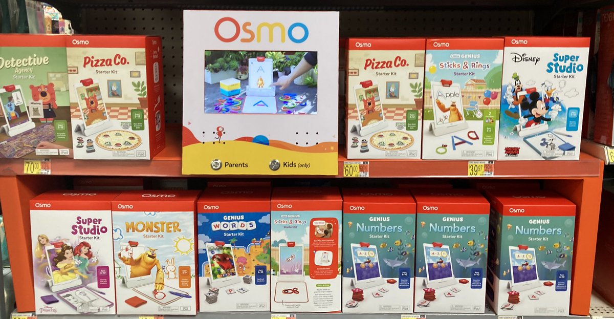 Guess what we saw in Walmart? An awesome display! 😉@PlayOsmo 
#DetectiveAgency #PizzaCo #SuperStudio #MickeyMouse #DisneyPrincess #Monster #Words #Stick #Rings #Numbers