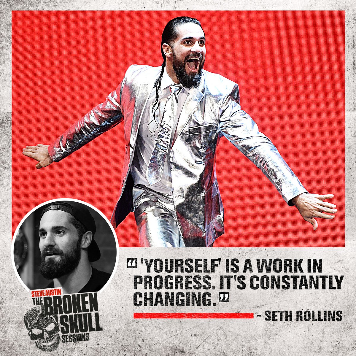 WWENetwork's tweet image. “No one else can tell you how to be you in that ring. You gotta figure that **** out. That’s what being yourself is." - @WWERollins 

#BrokenSkullSessions @steveaustinBSR 

🦚 ms.spr.ly/6013XgcfR
🌎 ms.spr.ly/6014Xgcfr