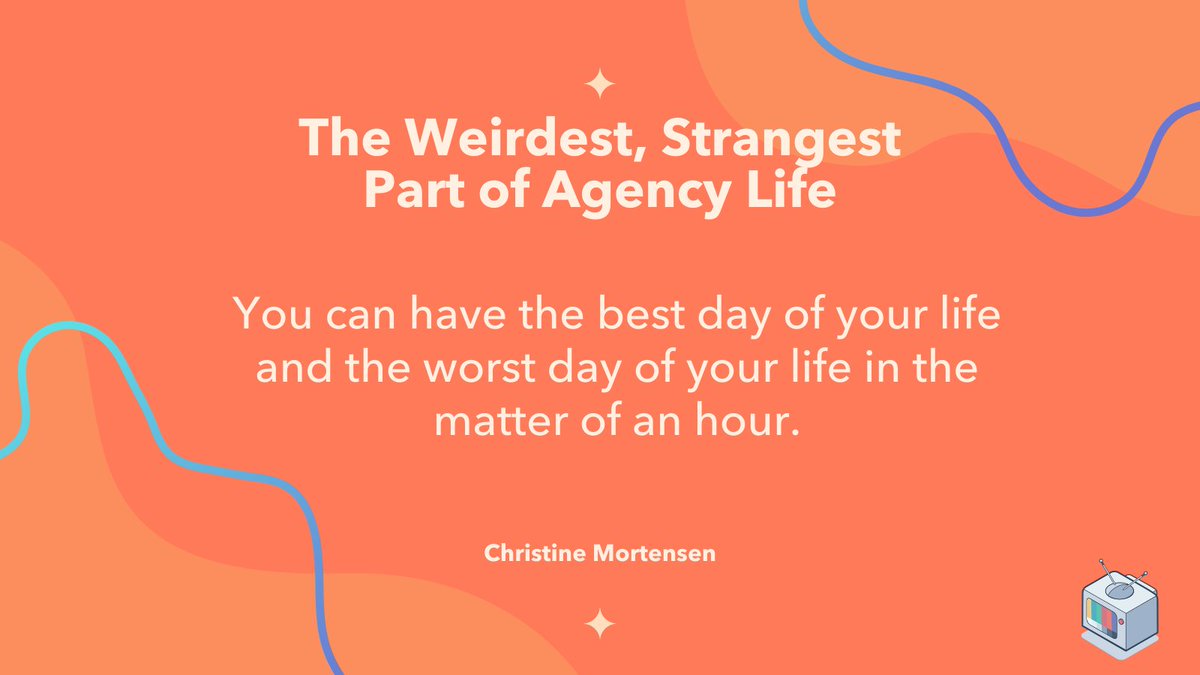 It's Wednesday, so you know what that means! Christine Mortensen from Sprk’d says on any given day you can have the highest highs and the lowest lows is the weirdest, strangest part of agency life! As a #agencyowner do you agree? What are some of your highest highs in business?